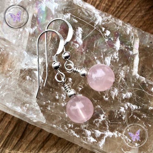 Classical Rose Quartz Silver Earrings